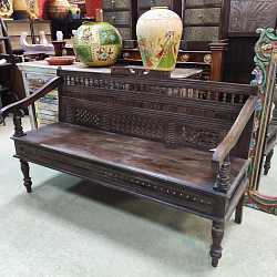 Лавка резная индийская, декоративная